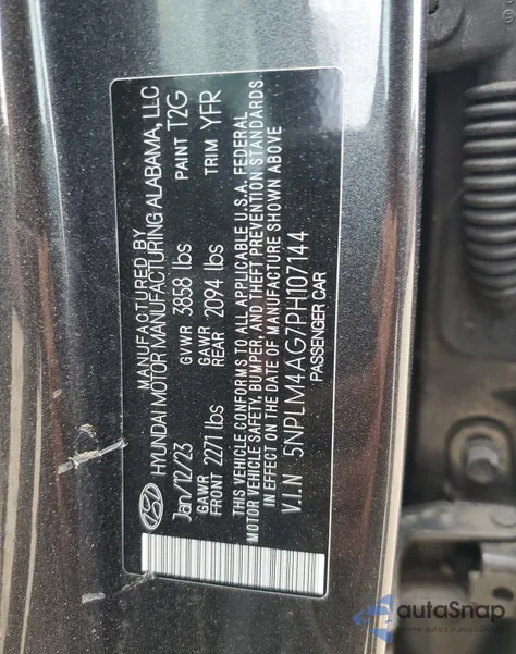 2023 Hyundai Elantra Sel из США, поврежденный, VIN 5NPLM4AG7PH107144